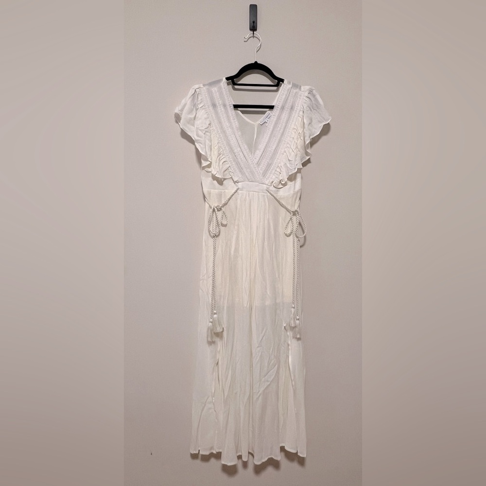 Baltic Born Jennifer Deep V Maxi Dress - small, ivory